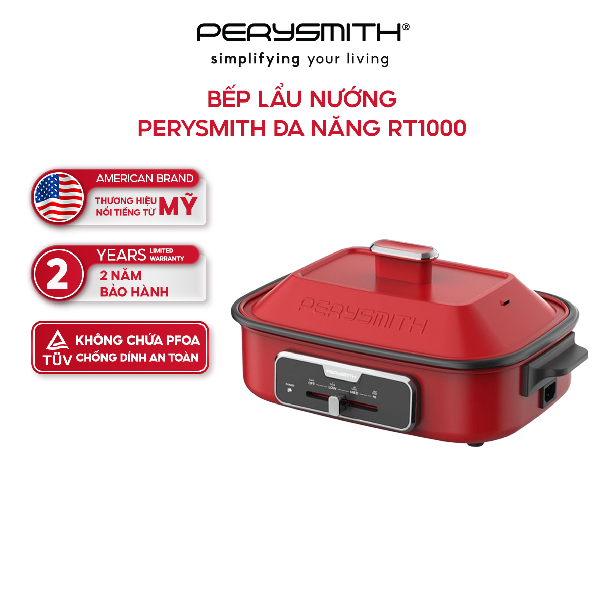 Bếp lẩu nướng Perysmith đa năng RT1000 - Hàng chính hãng