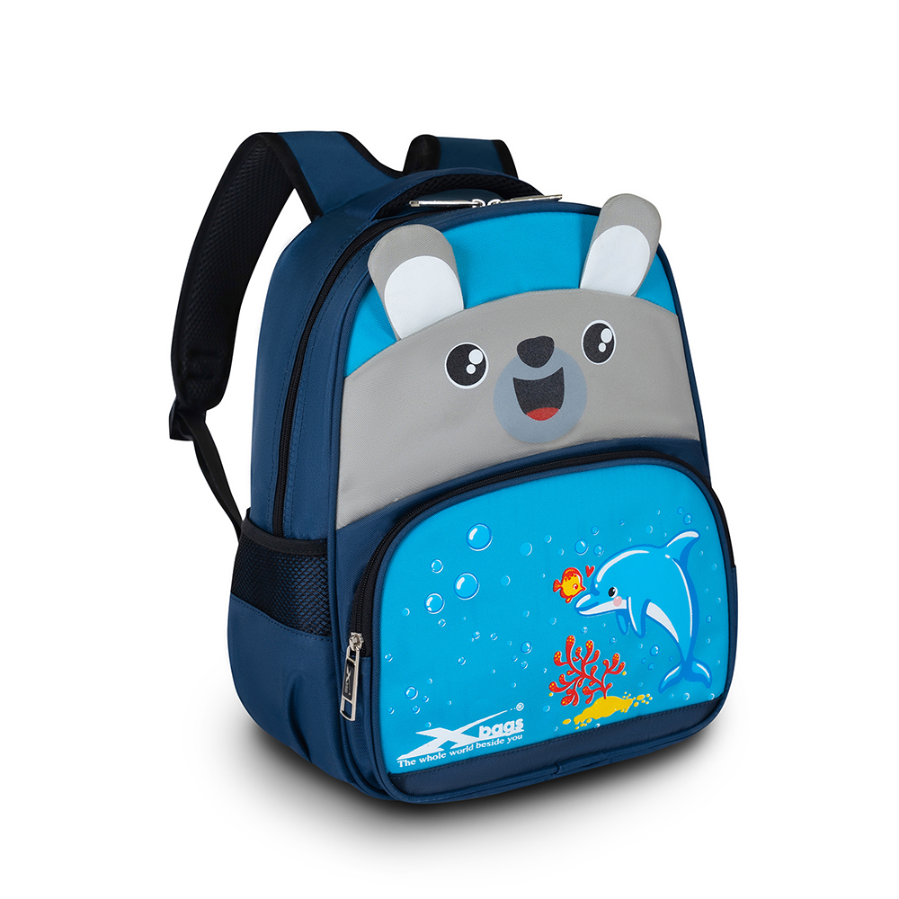 Balo mầm non chống nước cao cấp Xbags Dolphin xanh – Balo học sinh đáng yêu, nhiều ngăn tiện lợi, bền đẹp cho bé XB3020