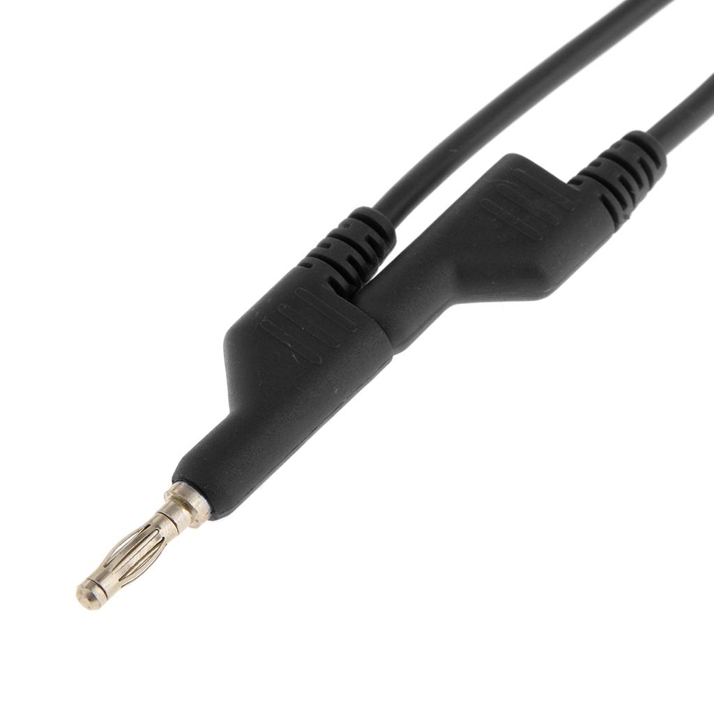 2pcs Dual 4mm Stackable Banana Plug Connector Cable Connector Tester Black