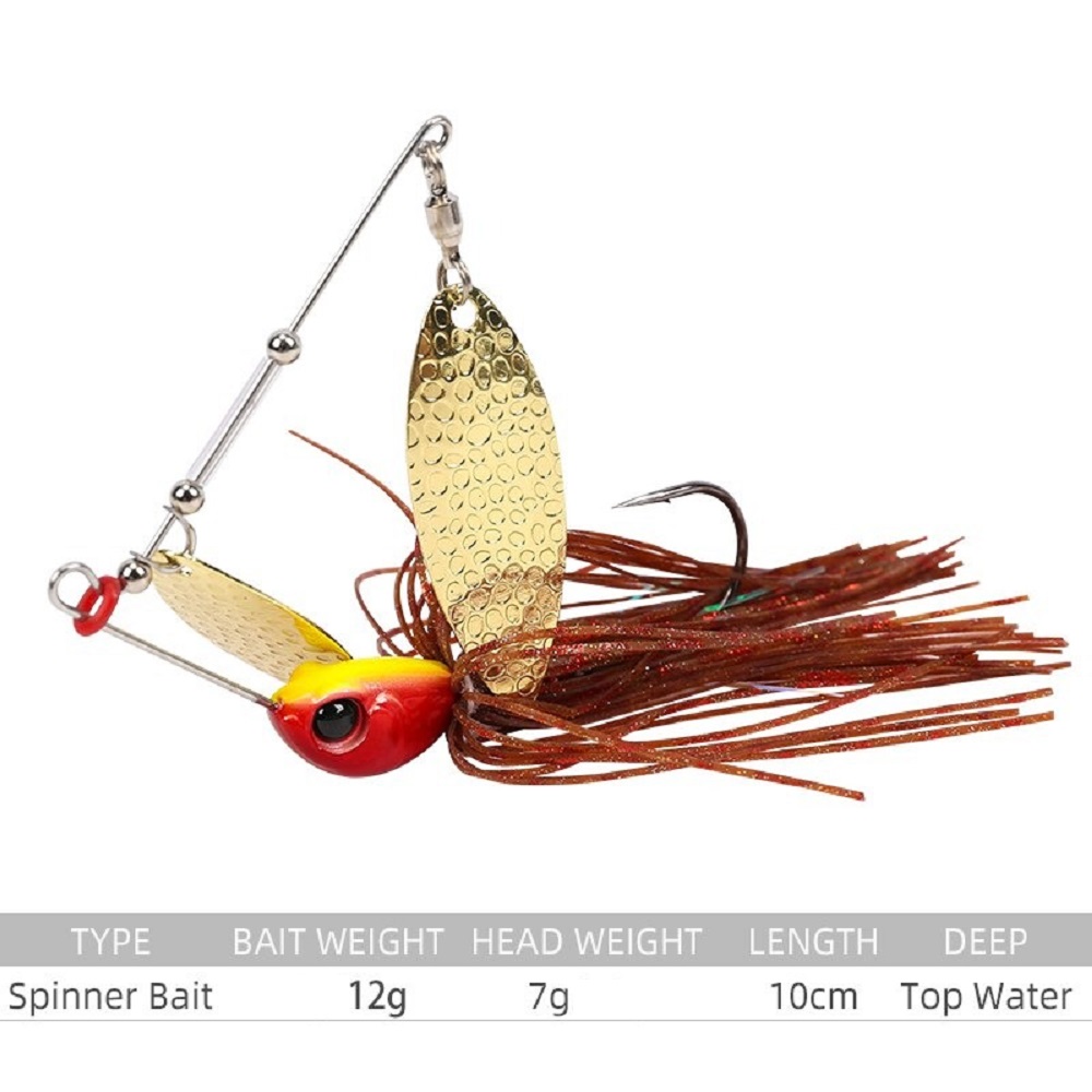 Mồi lure spinner có 2 thìa nặng 12gam, mồi cá giả câu rê cá lóc bông lóc đồng cá quả cá sộp siêu nhạyf