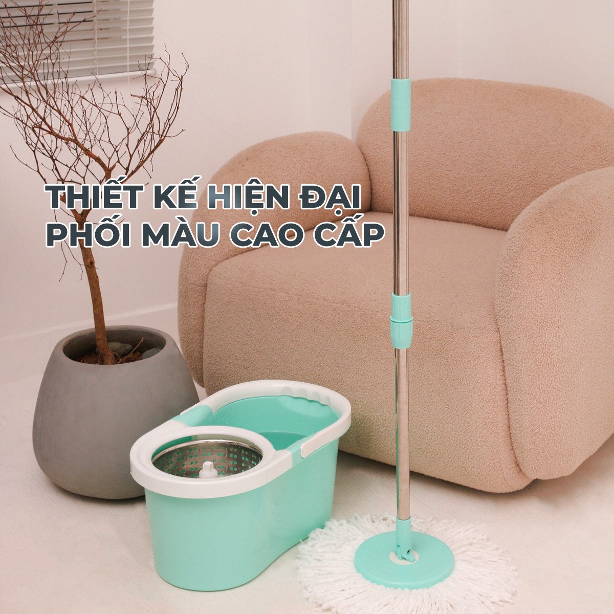 Combo Bộ Lau Nhà MyJae Sợi Microfiber Xoay 360 kèm túi rác hương lavender kèm túi zip size XL thân thiện với môi trường