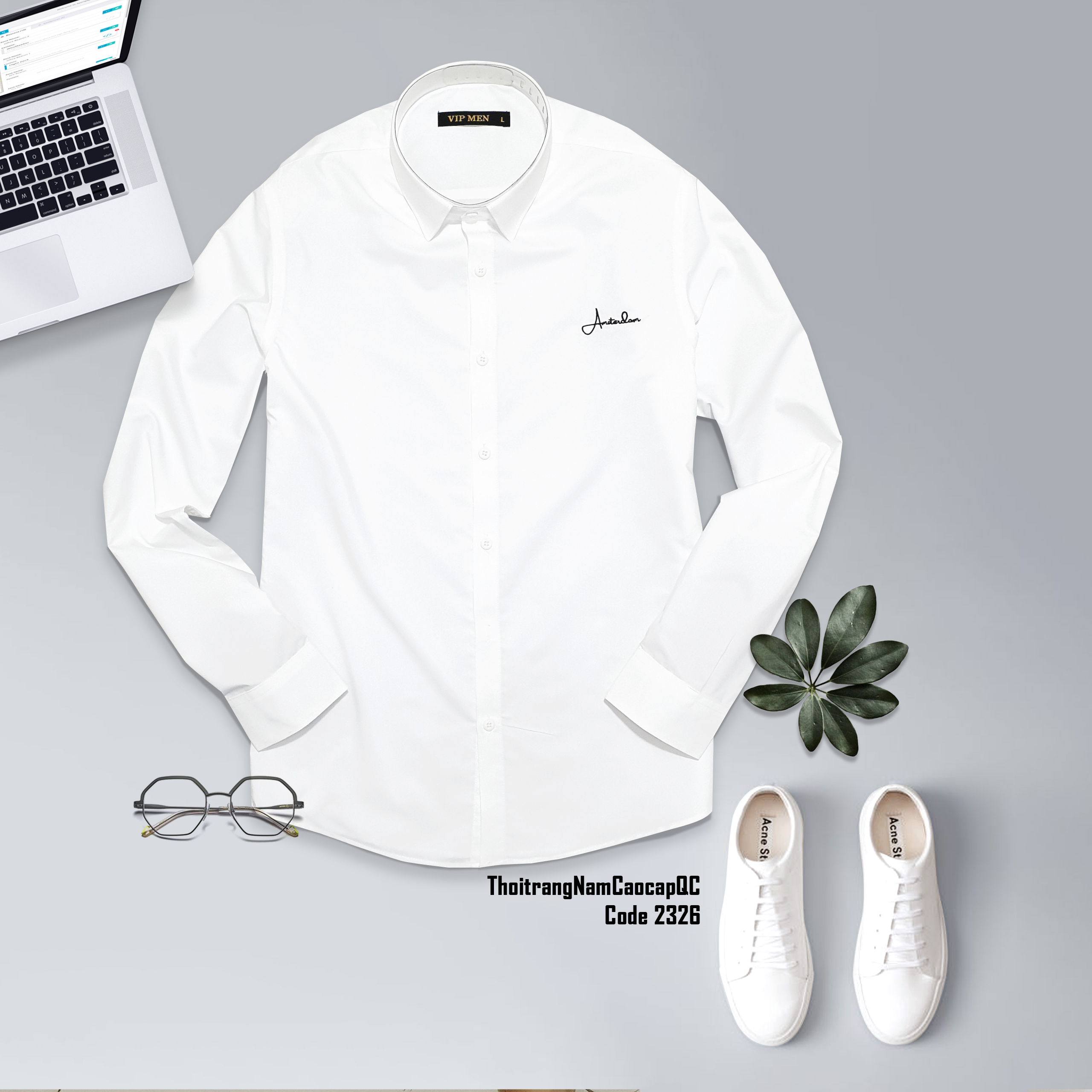 2326- Áo sơ mi nam tay dài màu trắng Form slimfit - Chất liệu kate lụa nhập khẩu, hàng xưởng Vinh Thiện Phát sản xuất chất lượng cao cấp, sỉ từ 10 cái