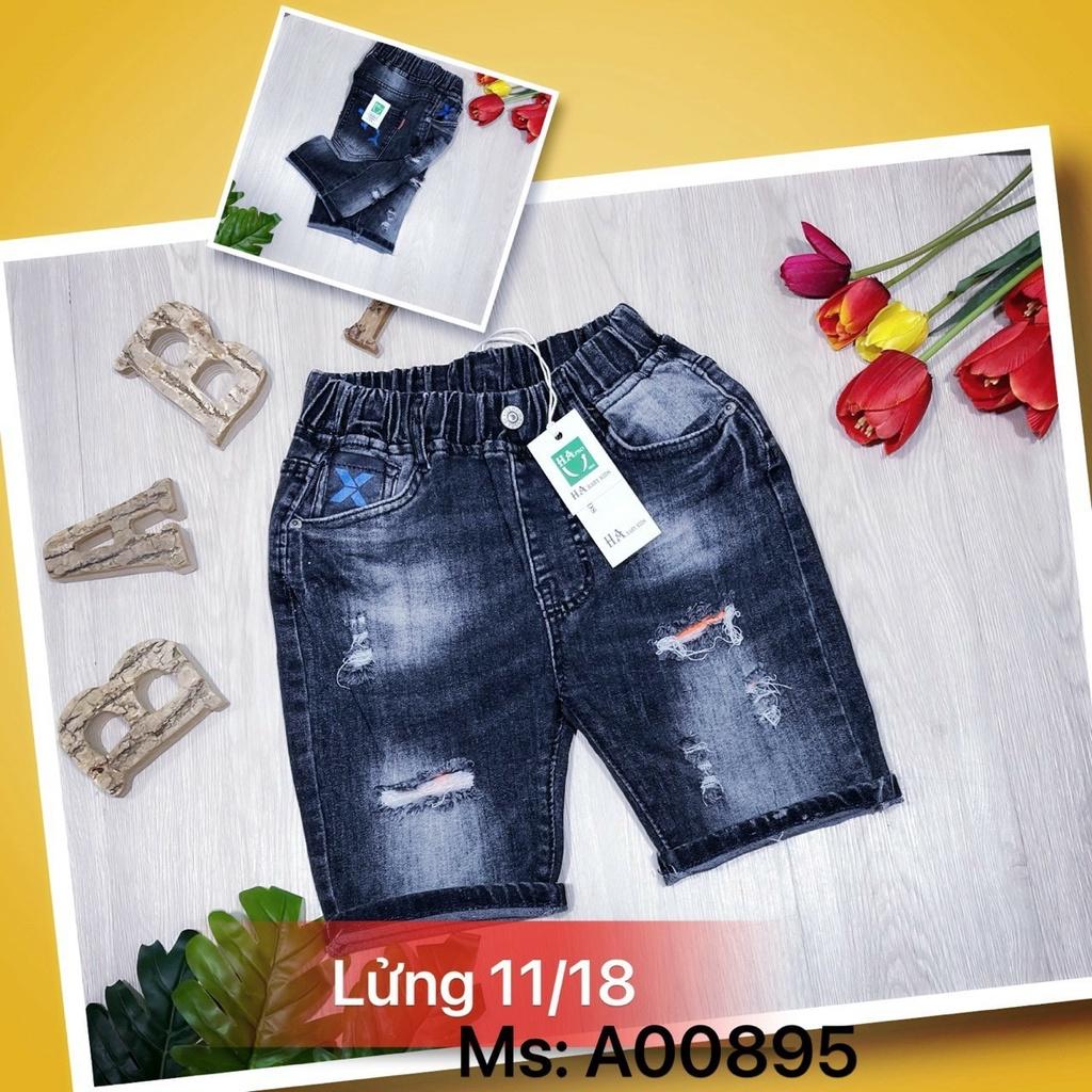 Quần đùi cho bé trai đẹp mặc tết size 25-35kg chất jeans co giãn mềm mịn mát