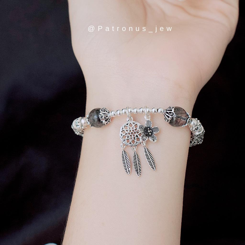 Vòng Tay Tóc Đen Phối Charm Bạc 925 VTTATDPC92522A Patronus