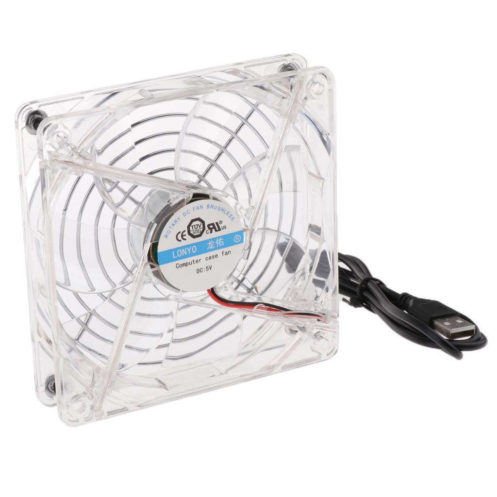 5V 12cm USB Power Silent Cooling Fan For Computer Case CPU Cooler Blue Led
