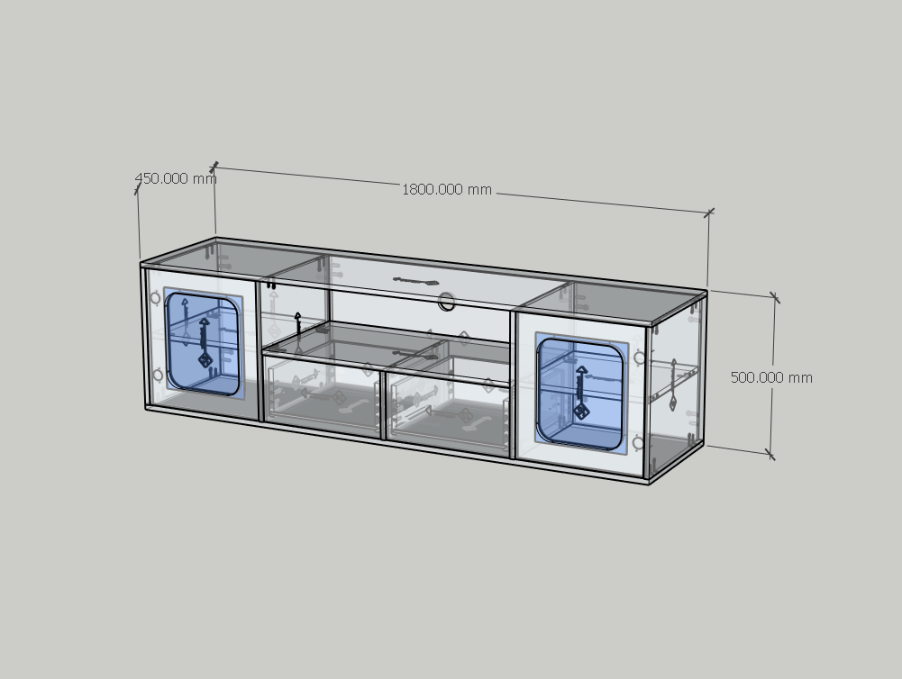 HAPPY FURNITURE , Kệ TV 2 cửa kính 2 ngăn kéo - NOAH , KTV_110 , 180cm x 45cm x 50cm DxRxC