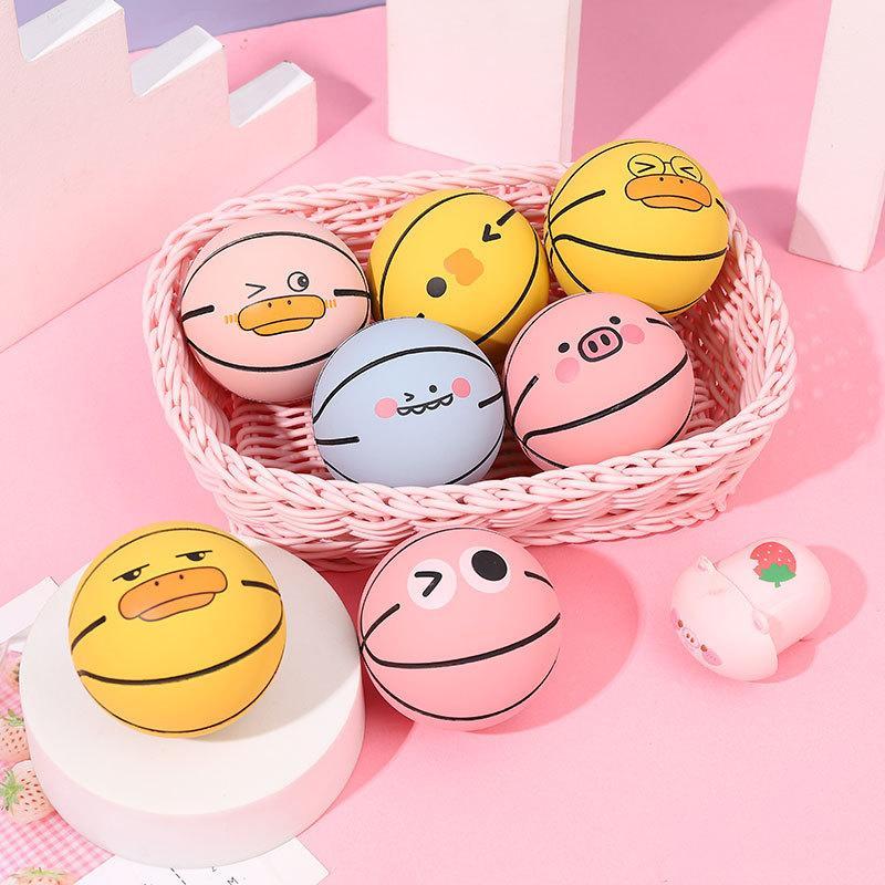 Bóng cao su cầm tay, bóng đồ chơi đàn hồi cao cấp nhiều màu cùng họa tiết cute PK1320