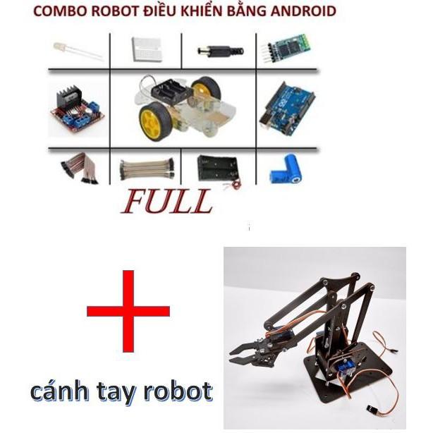 Combo xe android gắn cánh tay robot