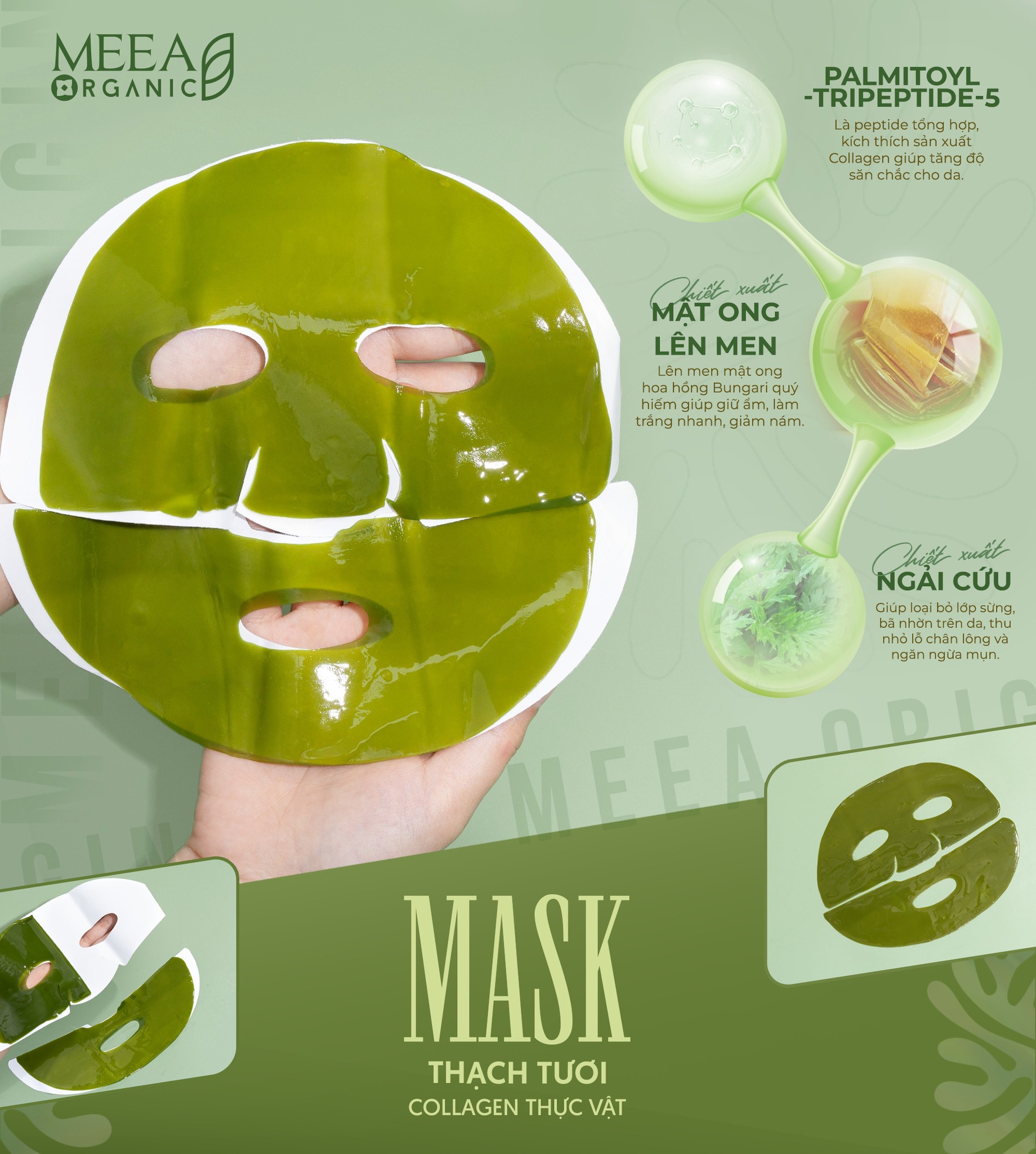 Mask Thạch Tươi Collagen Ngãi Cứu Mugwort Mask Meea Organic Chính Hãng