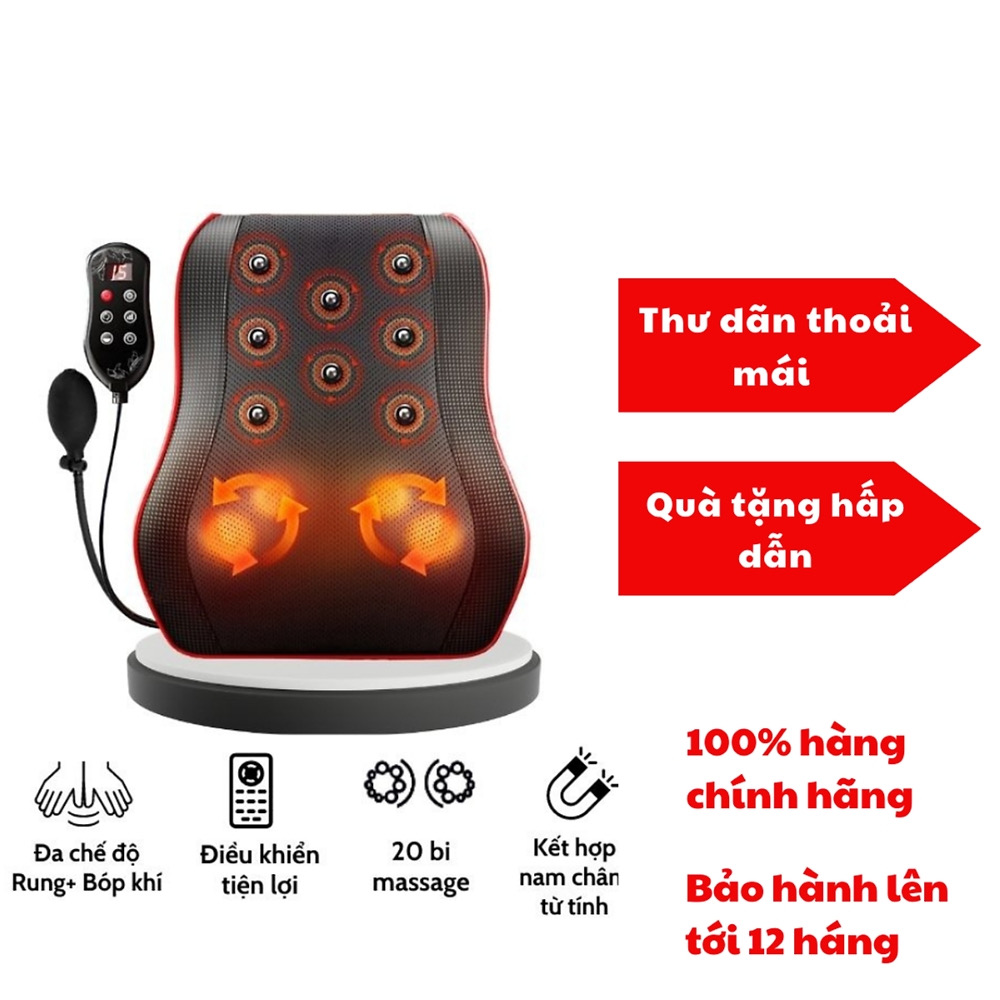 gối Gối Massage Cổ Vai Gáy Hồng Ngoại Đa Năng RULAX 20 Bi Cao Cấp, Bảo Hành 12 Tháng