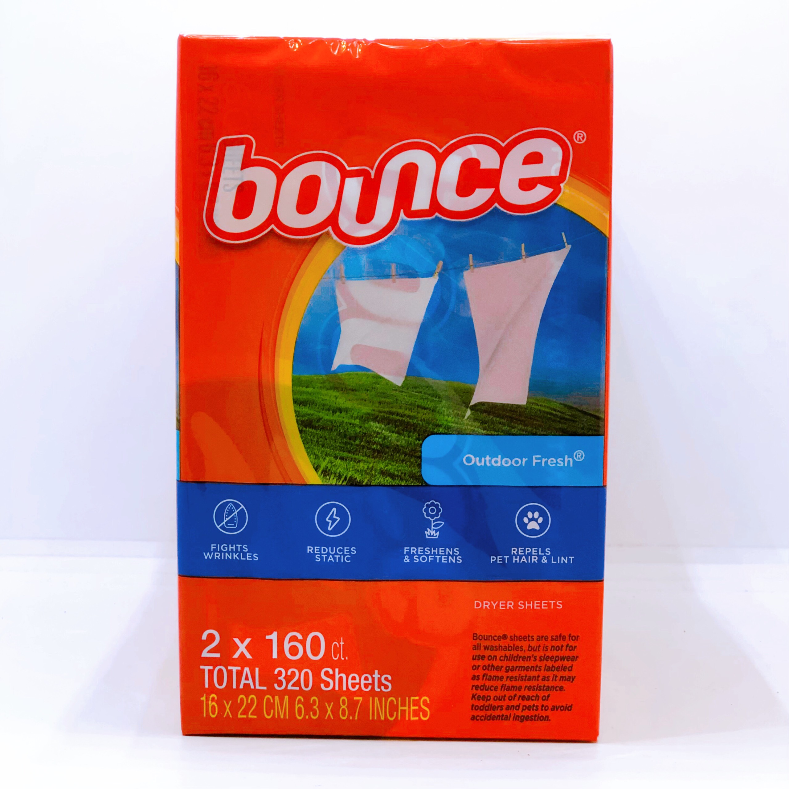 Giấy thơm và làm mềm Vải Bounce Outdoor Fresh 160 tờ - Canada