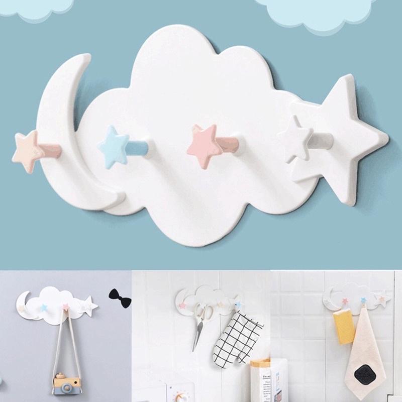 Móc Treo Đồ Dán Tường Decor Hình Đám Mây Tiện Ích Trang Trí Nhà Cửa , Móc Dán Tường Treo Đồ Đa Năng