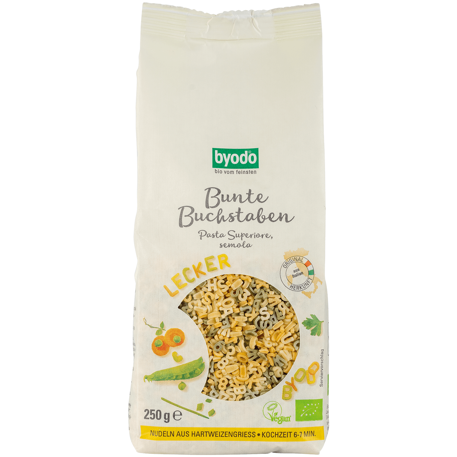 Nui rau củ hữu cơ cho bé hình chữ 250g Byodo