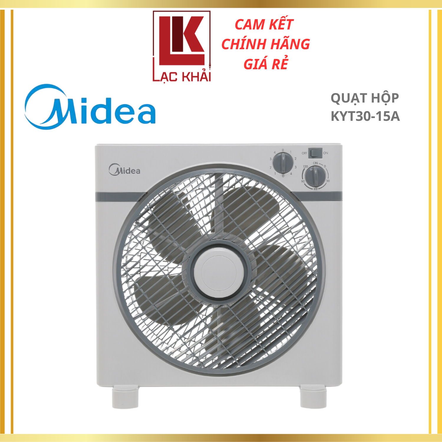 Quạt điện Midea KYT30-15A , 5 cánh, 40W - 4 mức gió - Hàng chính hãng - Bảo hành chính hãng 12 tháng