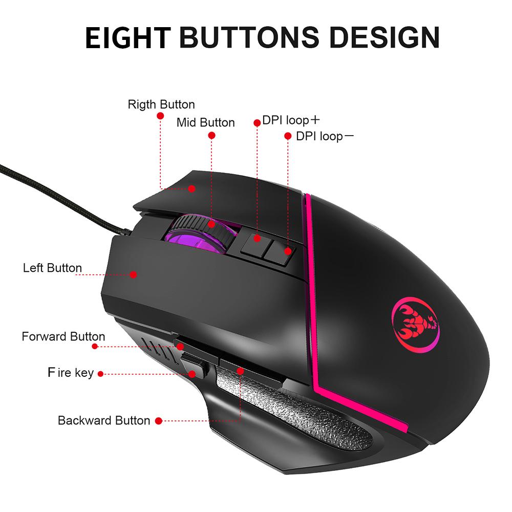 Combo Bàn phím và Chuột HXSJ A876 + V100 chơi game một tay với DPI có thể điều chỉnh