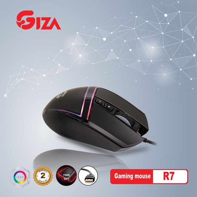 Chuột chuyên game GIZA R7 - cổng USB HN Led RGB Gaming 7000 DPI - HÀNG NHẬP KHẨU