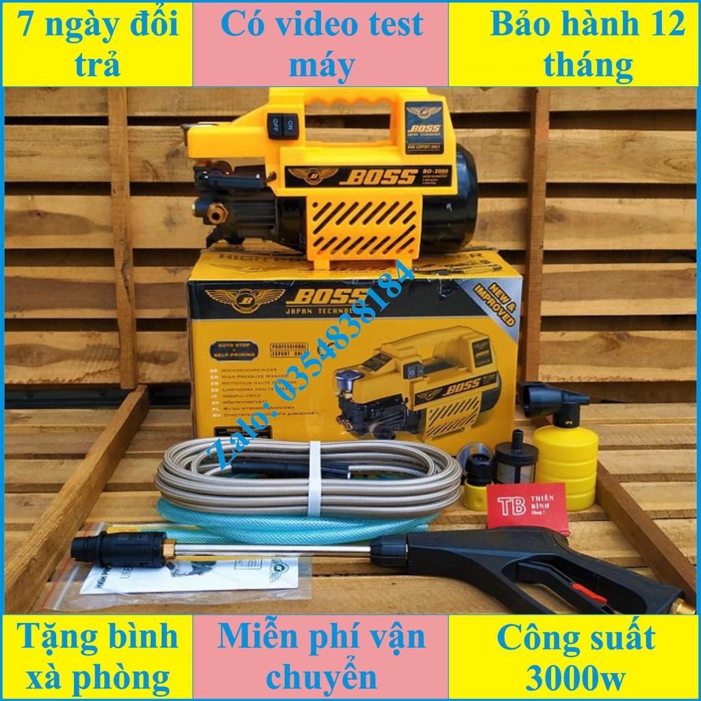 Máy rửa xe áp lực cao boss 3000w tặng bình xịt bọt tuyết và ống nối dày siêu bền