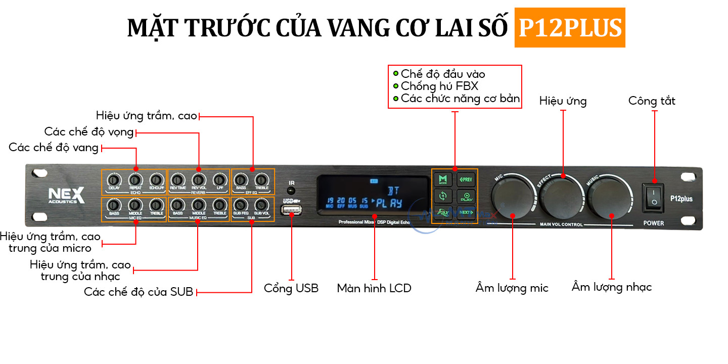 Vang Cơ Lai Số Nex P12Pus - Vang Cao Cấp Giá Rẻ, Tặng Cặp Dây Canon Ra Hoa Sen, Chống Hú Vượt Trội, Âm Thanh Trong Trẻo, Bảo Hành 6 Tháng. hàng chính hãng