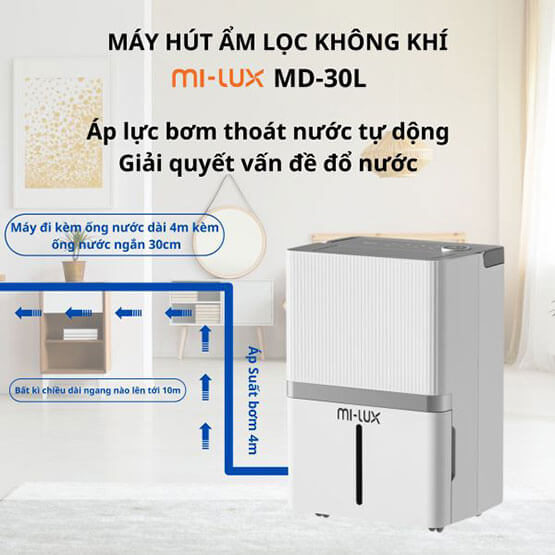 Máy Hút Ẩm Lọc Kiêm Không Khí Xiaomi Mi-Lux MD 20L Bảo Hành 24 Tháng Làm Sạch Khử Khuẩn - Hàng Chính Hãng