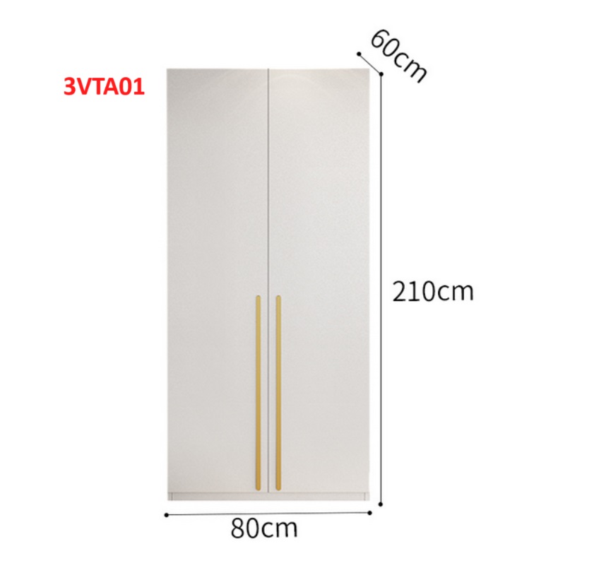 Tủ quần áo thiết kệ hiện đại - Tủ quần áo gỗ MDF 3ATA01A - Nội thất lắp ráp Viễn Đông ADV