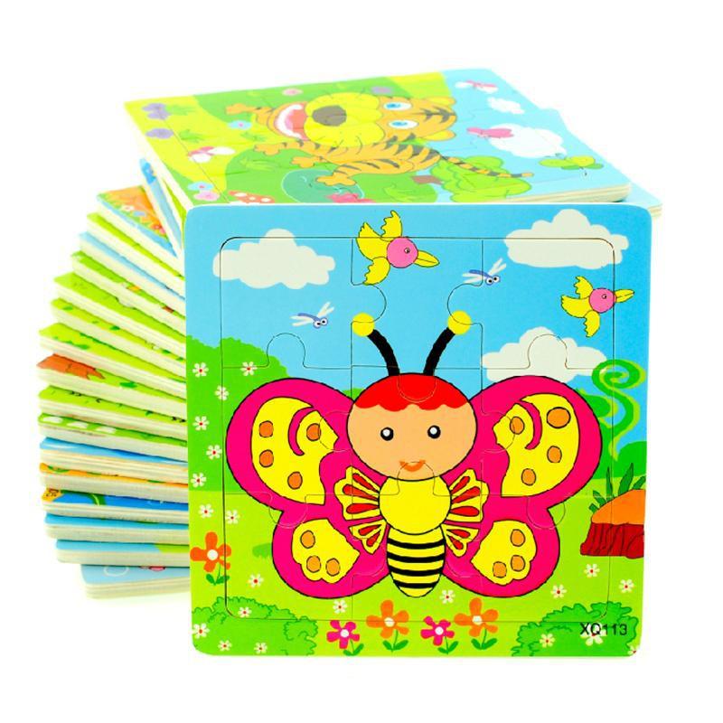Bộ 10 Tranh Ghép Hình 2D 9 Miếng Bằng Gỗ nhiều chủ đề