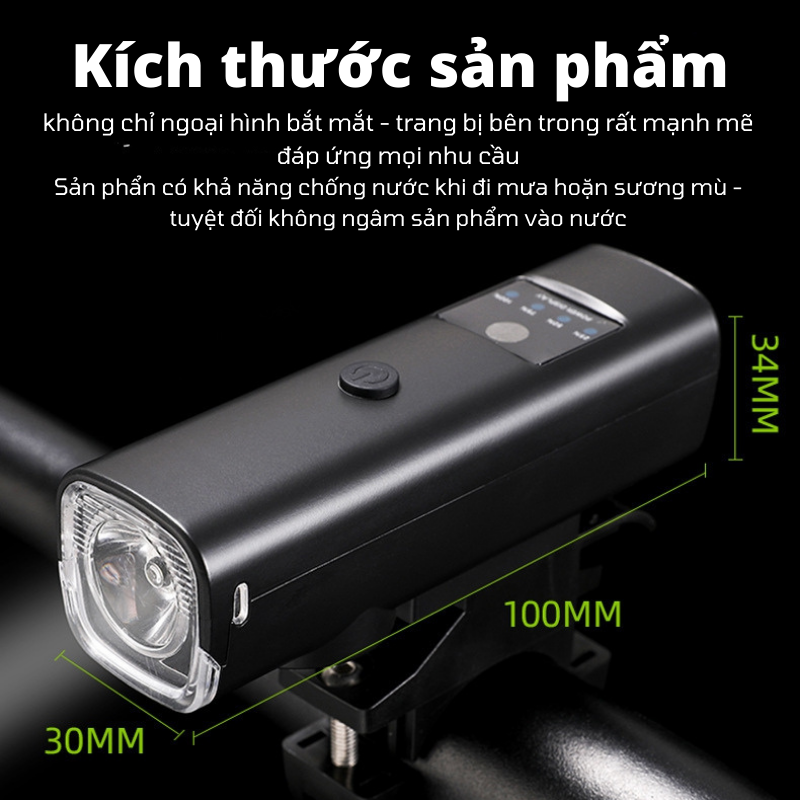 Đèn xe đạp độ sáng cao XTE BL22.24 - Cảm biến ánh sáng tự động - Đèn Led pin 2000mAH - Có còi hoặc không còi - Hàng chính hãng