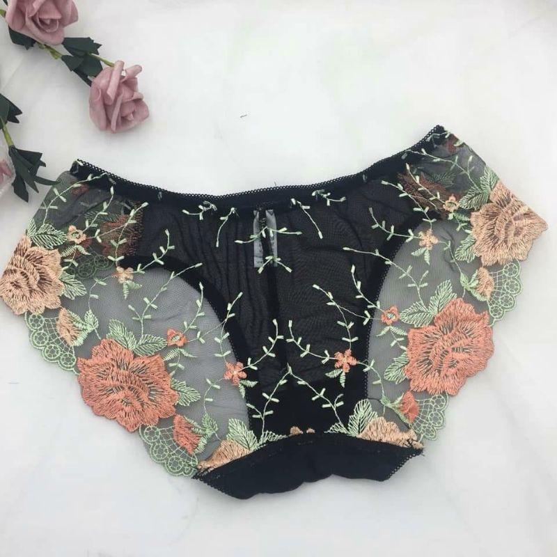 10 quần lót ren thêu hoa đáy quần cotton kháng khuẩn cao cấp