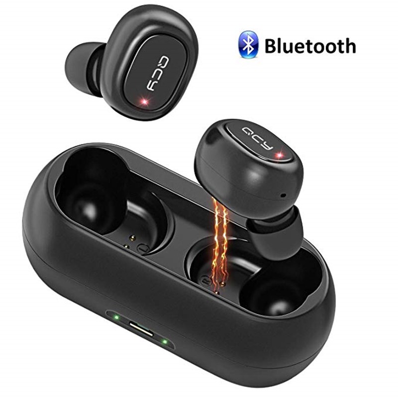 Tai Nghe Bluetooth 5.0 Không Dây QCY-T1 có Dock Tự Sạc Kèm Túi Đựng - Hàng Nhập Khẩu