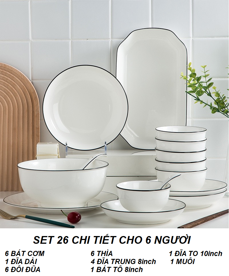 Set 26 chi tiết trắng viền đen phong cách Bắc Âu