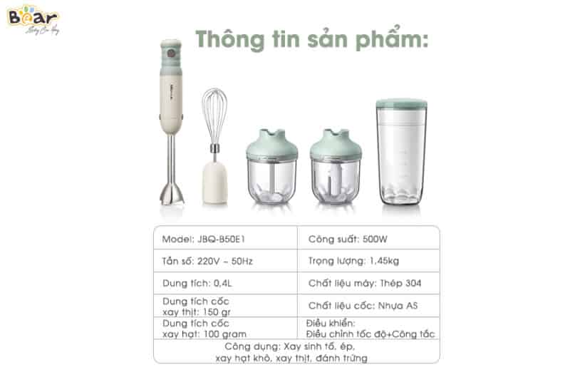 Bộ máy xay cầm tay đa năng Model: JBQ-B50E1- Hàng chính hãng