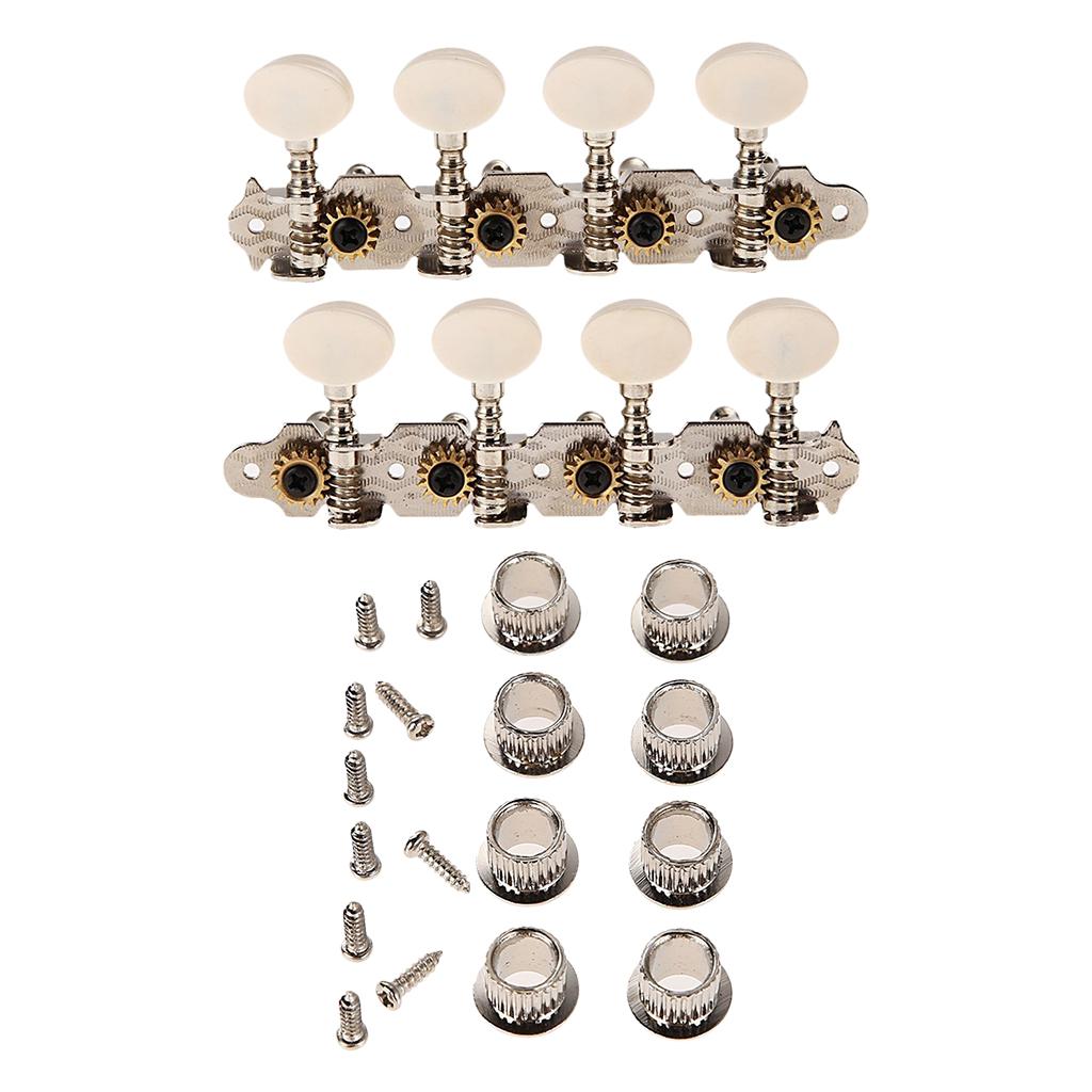 Sunnimix 4L 4R Bạc Đàn Mandolin Chỉnh Âm Máy Đầu Với Ốc Vít Cho 8 Dây Đàn Mandolin