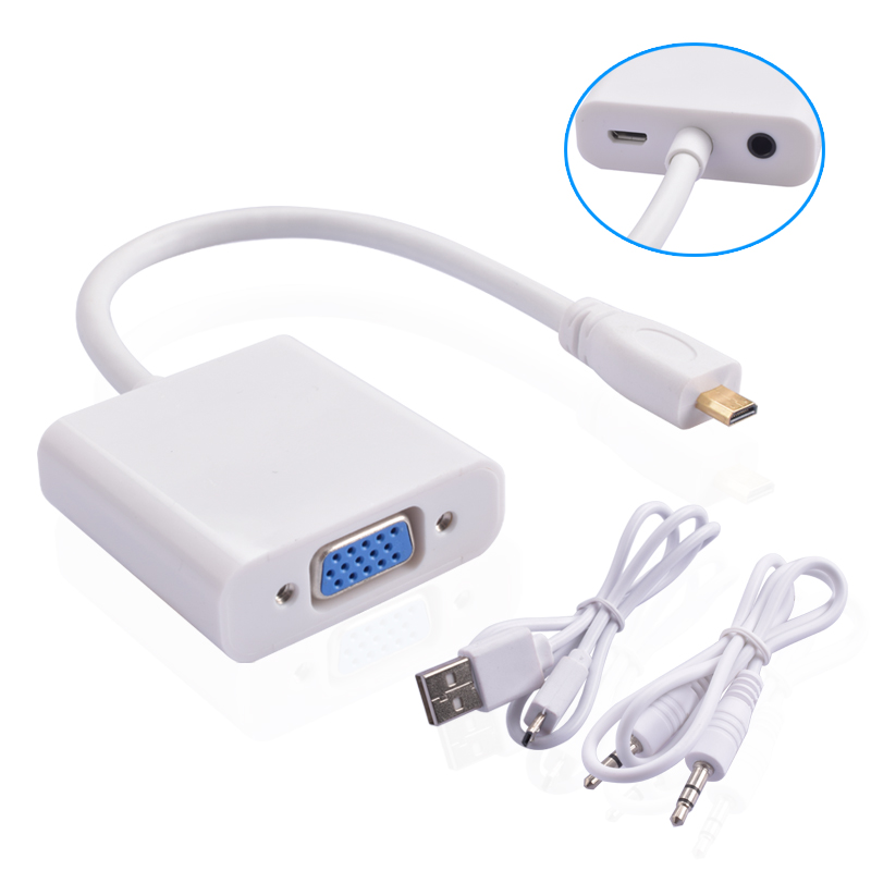 SOAIY Cáp chuyển Micro HDMI sang VGA có âm thanh - Hàng Nhập Khẩu