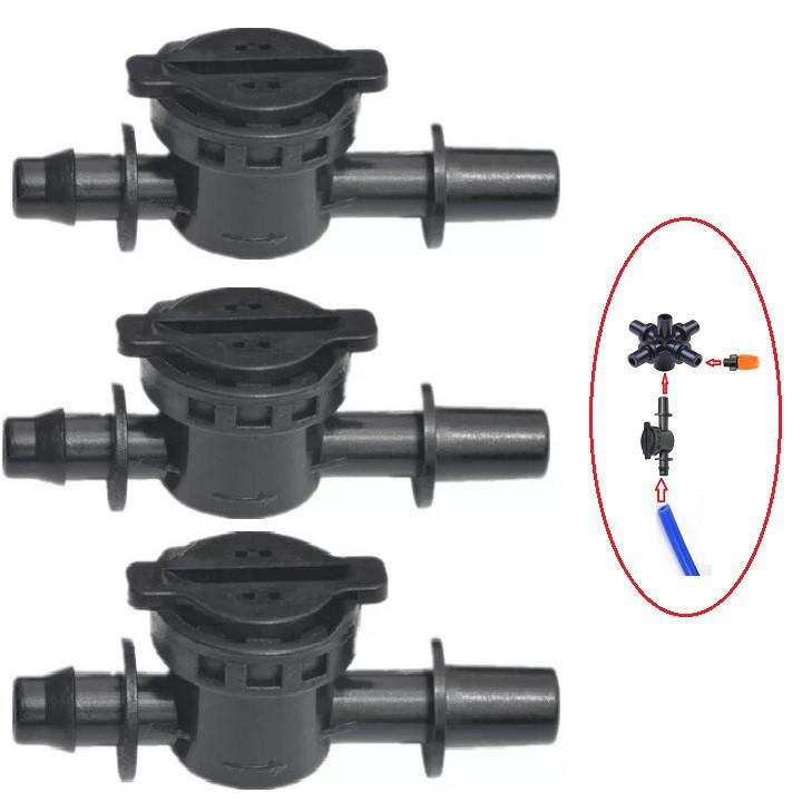 Set 3 van chống rỉ nước 1 đâu ngạnh để lắp vòi phun sương nhựa vói ống phun sương 6mm hoặc 8mm
