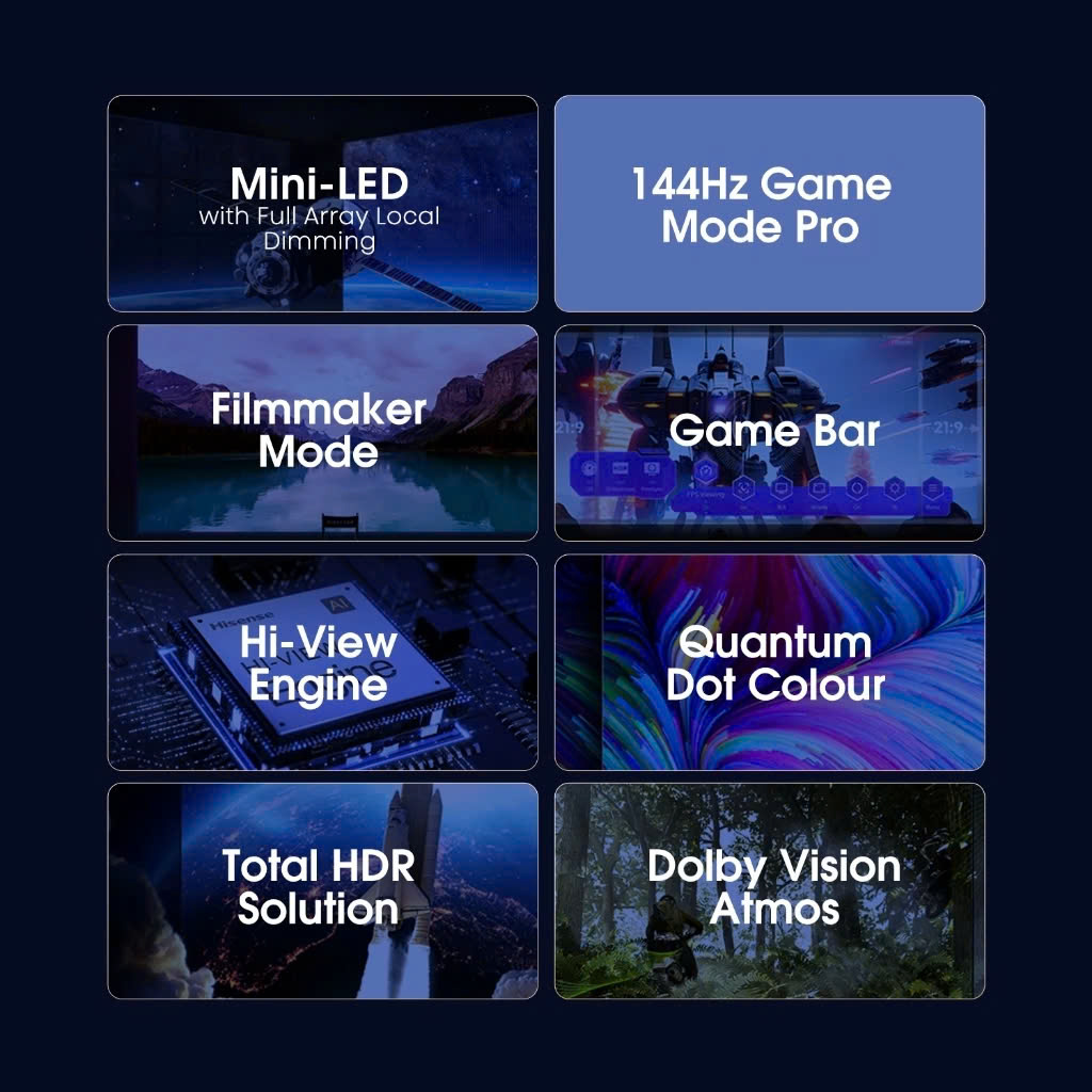 Smart Tivi ULED Hisense 4K 55 inch 55U7K tìm kiếm bằng giọng nói có tiếng Việt, bảo hành 3 năm - HÀNG CHÍNH HÃNG