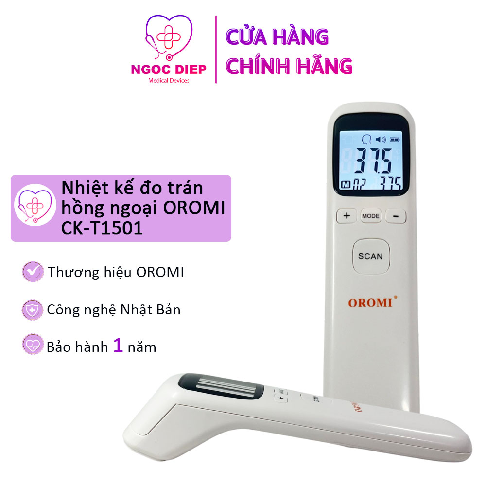 Nhiệt kế điện tử hồng ngoại OROMI CK-T1502 - Máy đo thân nhiệt - Hàng chính hãng