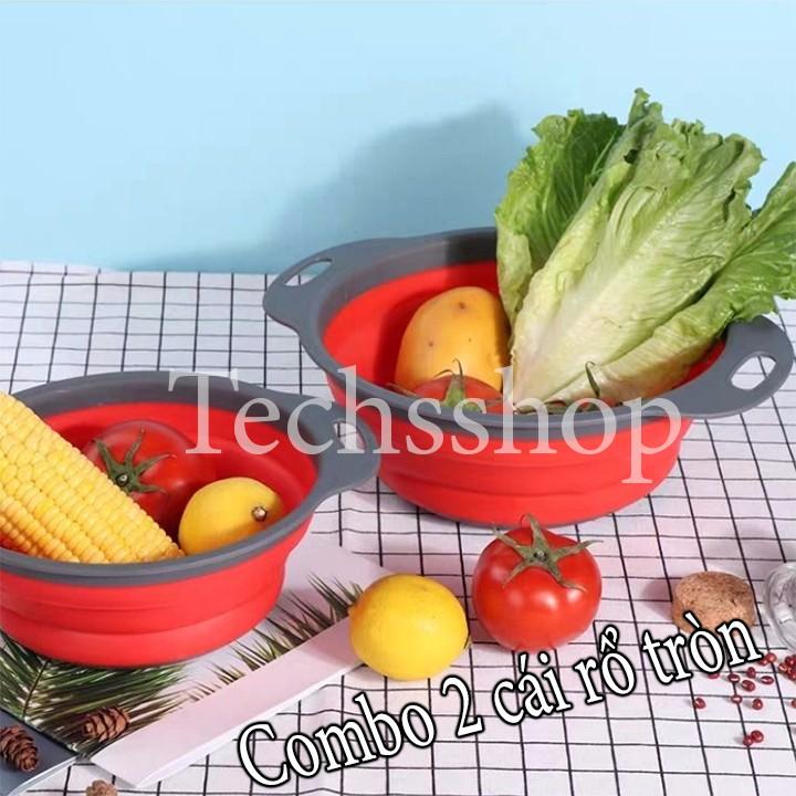 Combo 2 Rổ Xếp Gọn Trong Nhà Bếp - Loại Vuông Và Loại Tròn