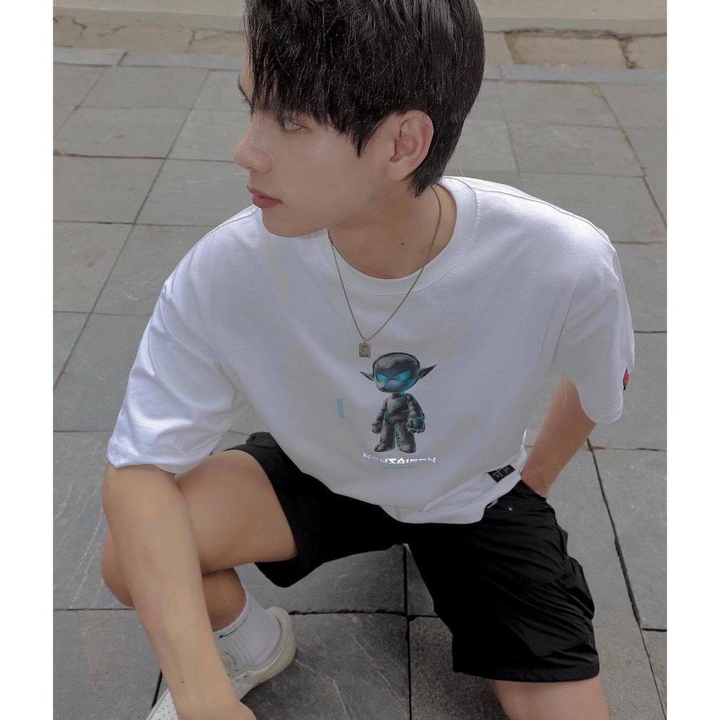 Áo thun unisex tay lỡ Now sài gòn SILVER ROBOT TEE || Hany shop