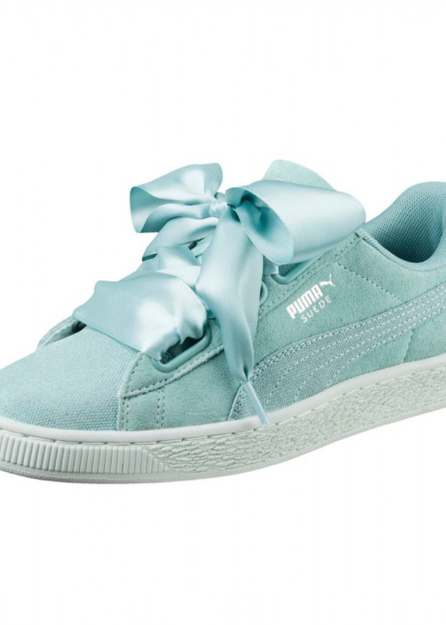 Giày sneaker nữ Puma Suede Heart Pebble màu xanh ngọc