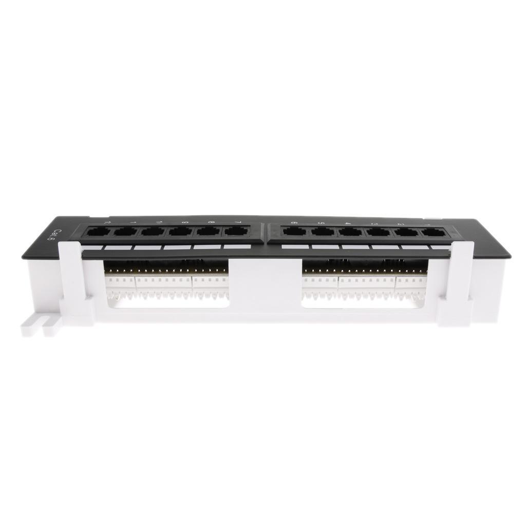 12-port Cat5e/6 UTP LAN Wall Mount Patch Panel Surface Wall Mount Bracket