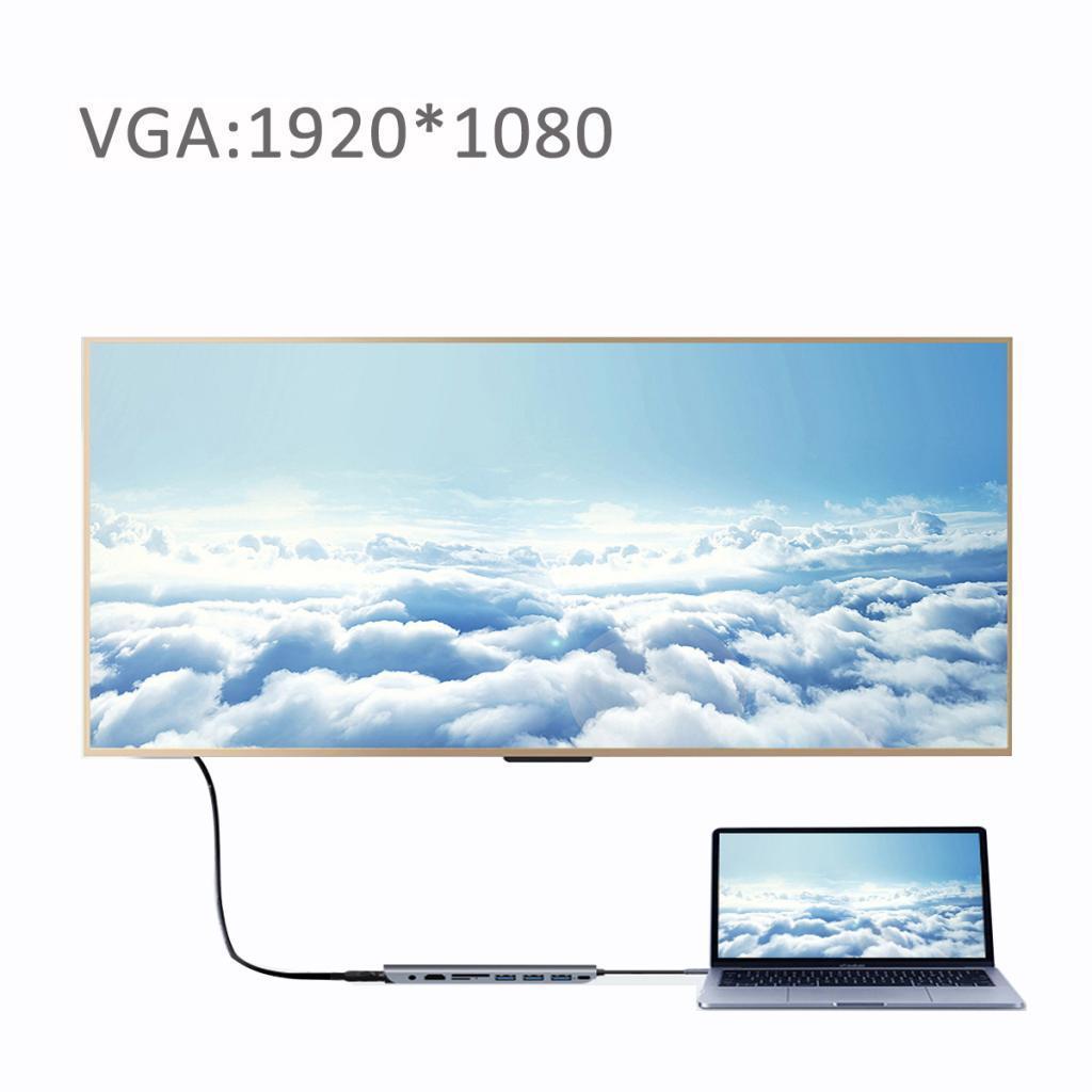 Type C Docking Station USB C To 4K HDMI VGA USB3.0 TF SD