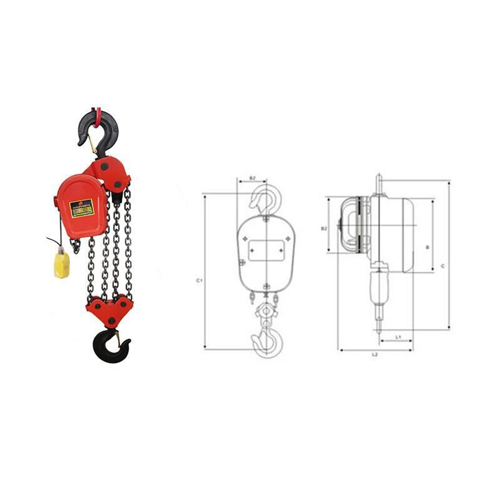 Pa Lăng Xích Điện ABG dhp (Loại 2 Tấn) Chiều Dài Xích 6 Mét Giao Màu Ngẫu Nhiên - Hàng Chính Hãng