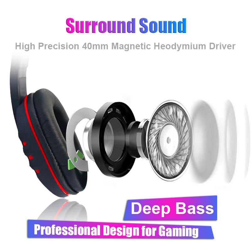 Chất Lượng Tốt Trên Tai Tai Nghe Game Thủ Stereo Bass Sâu Tai Nghe Chơi Game Chụp Tai Kèm Micro Cho Máy Tính Máy Tính Laptop Notebook