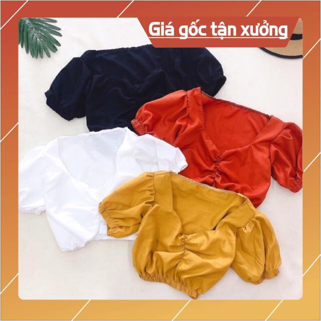Áo croptop nhún ngực, tay phồng cực chất