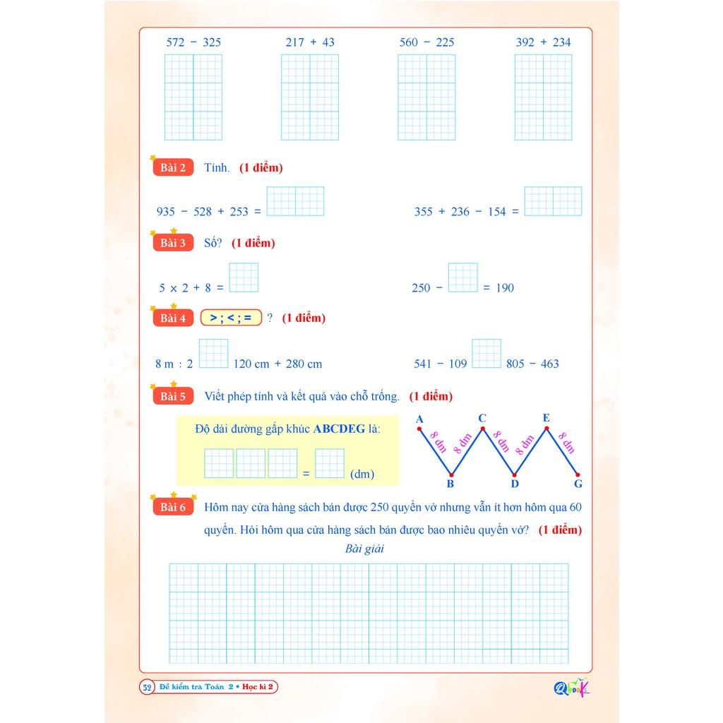 Sách - Đề Kiểm Tra Toán lớp 2 - Học Kì 2 - Kết Nối Tri Thức Với Cuộc Sống (1 cuốn)