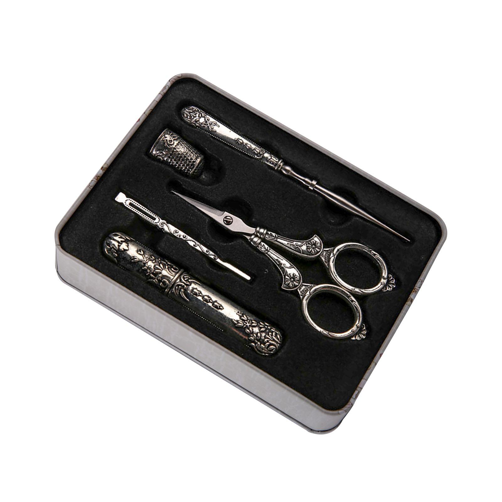 Embroidery Scissors  European Style Sewing Scissors Portable Metal Lightweight Awl Threader Antique Style Sewing Tools for Craft Supplies