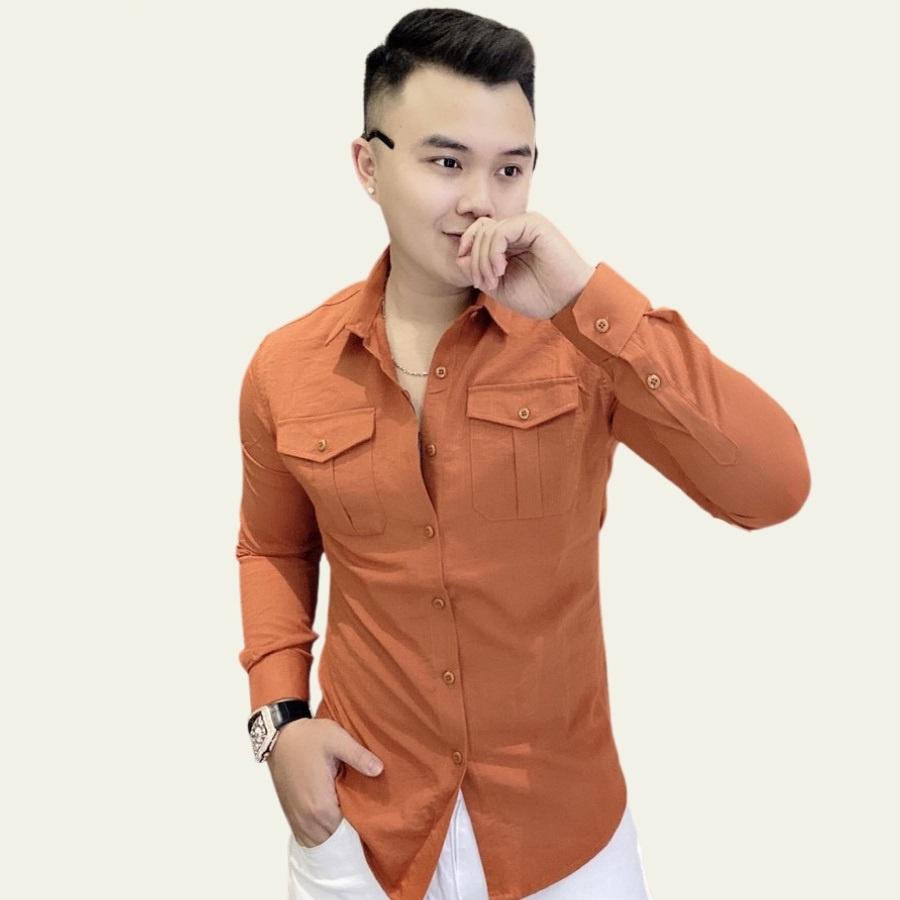 Áo sơ mi đũi nam dài tay LUZADO áo đũi nam cao cấp hàng hiệu - Áo nam vải đũi PHỐI 2 TÚI NGỰC CÁ TÍNH-LÊN FORM SIÊU ĐẸP