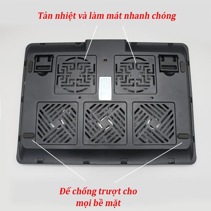 Đế Tản Nhiệt Laptop 5 Quạt Lớn Cooling Pad V5 Có Led FREESHIP TP'S