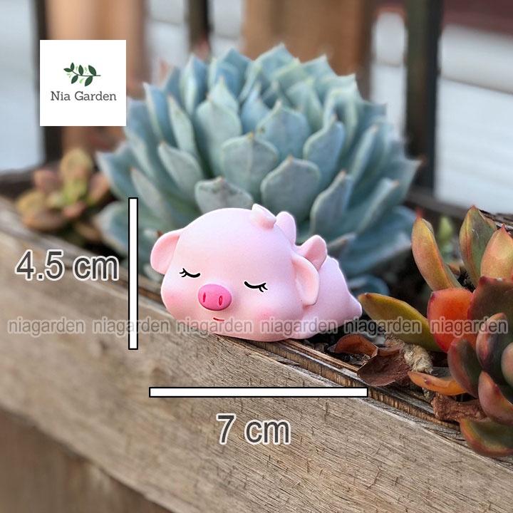 Tiểu cảnh trang trí chậu cây mô hình heo mini decor vườn terarium hồ cá bàn học Nia Garden N5