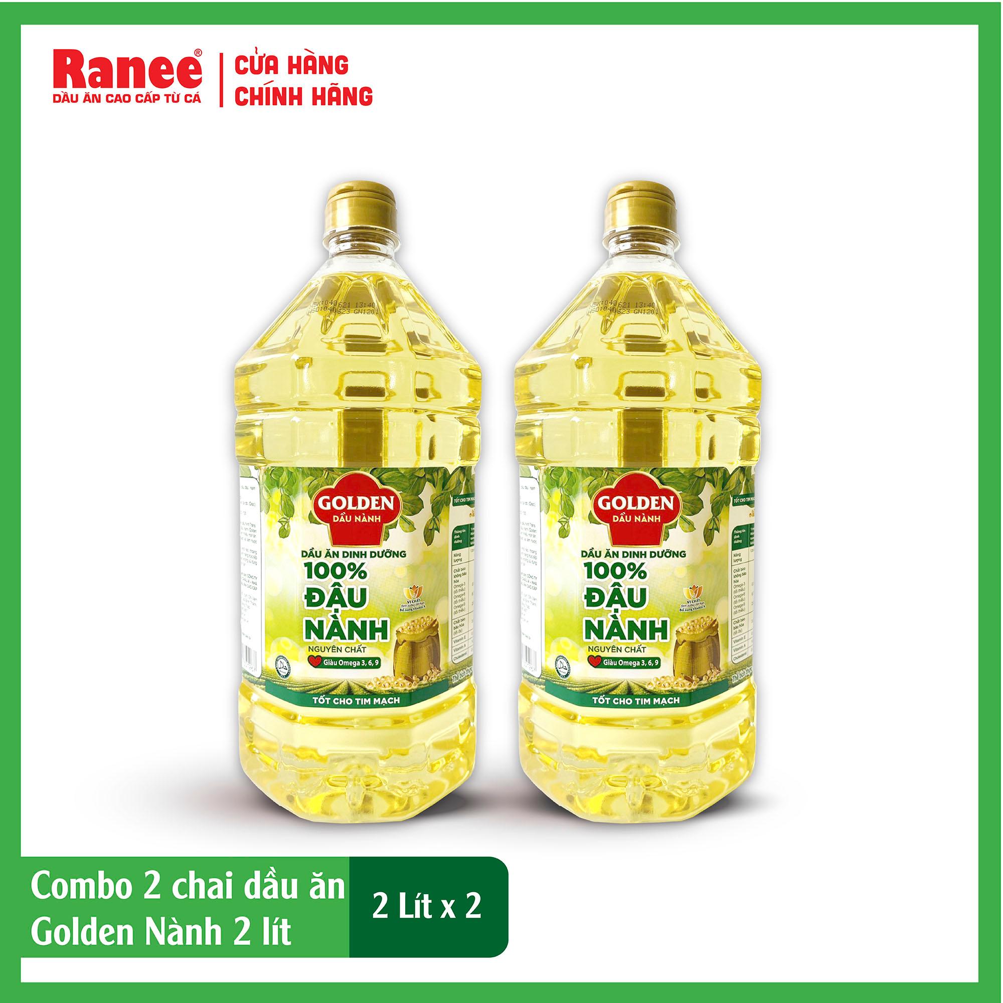 Combo 2 chai Dầu Đậu Nành cao cấp Golden 2 lít (2 lít/chai x 2 chai)