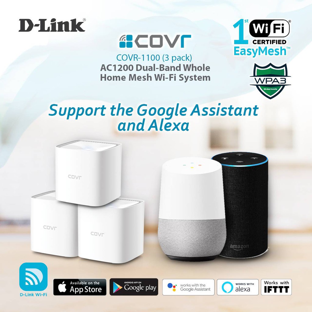 Bộ Mesh Wi-Fi D-Link  COVR-1100 3 Packs - Hàng Chính Hãng